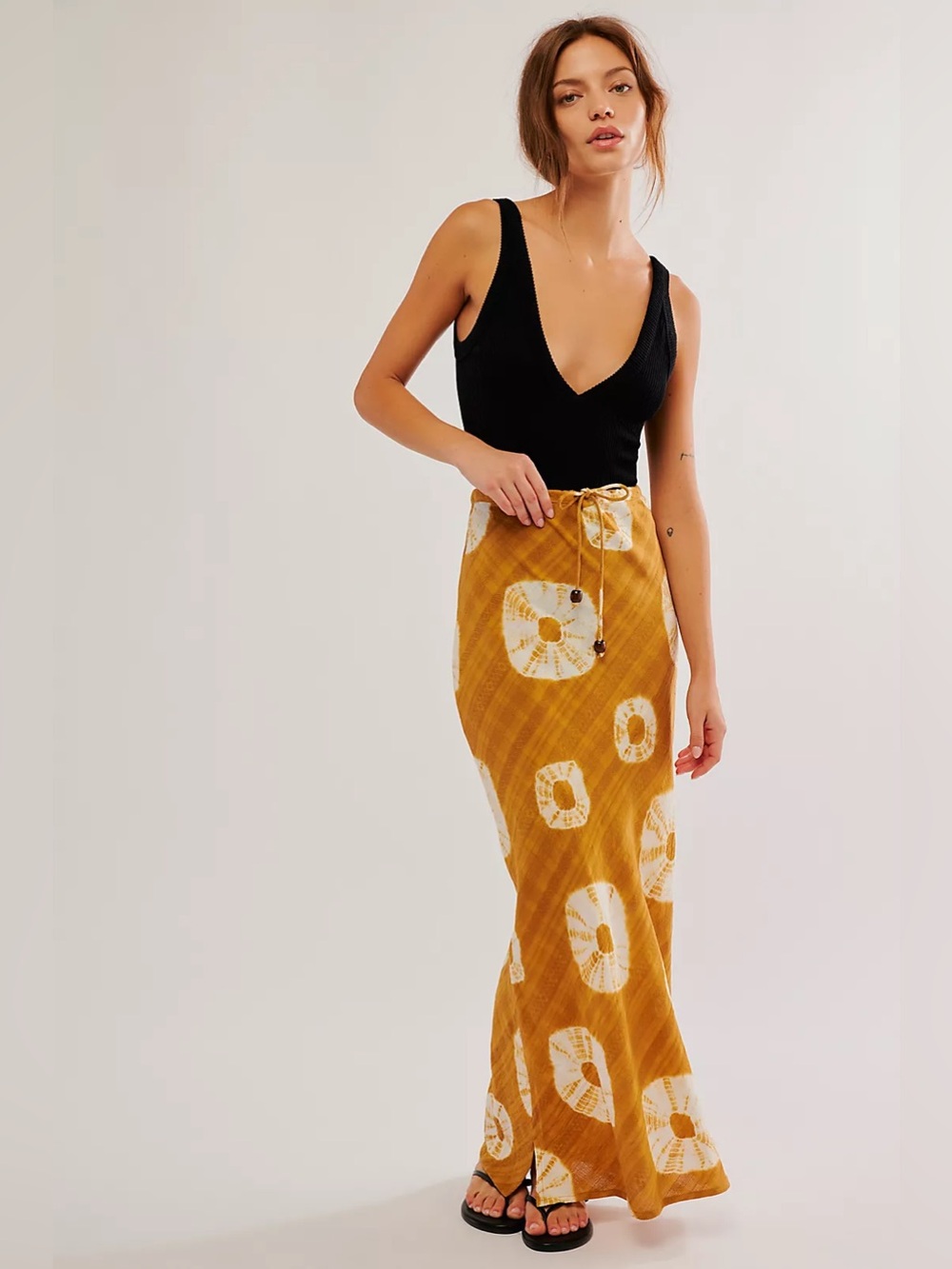 New Free People Kinga Csilla terracotta column skirt